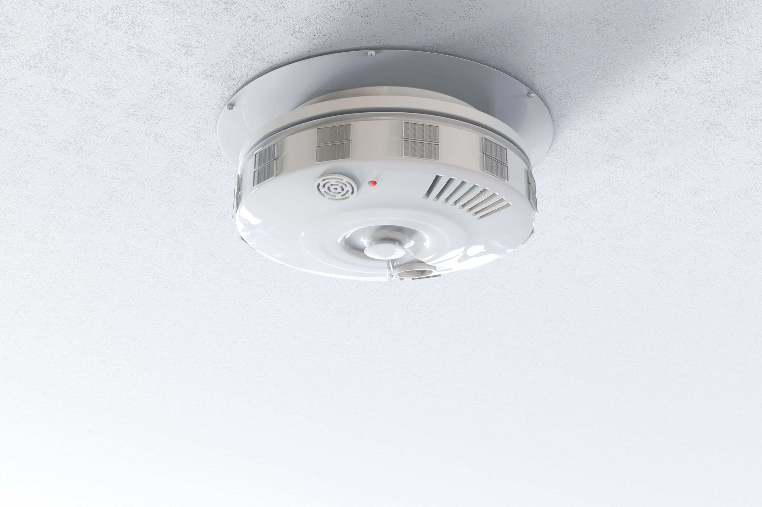 3d rendering smoke detector on ceiling